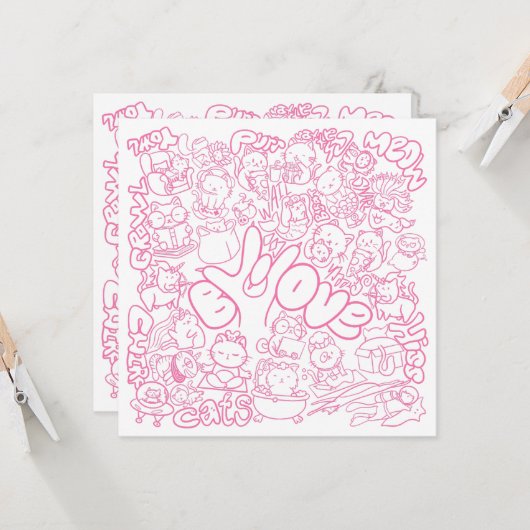 Cute Cat Patten with ASL ILY sign - ASL Design (正面/裏面インサイチュ)