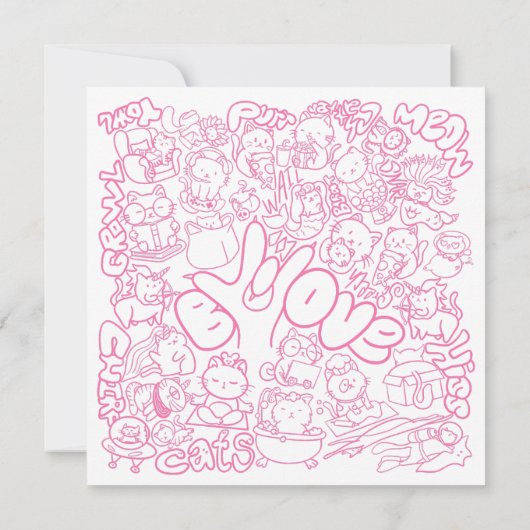 Cute Cat Patten with ASL ILY sign - ASL Design  (裏面)