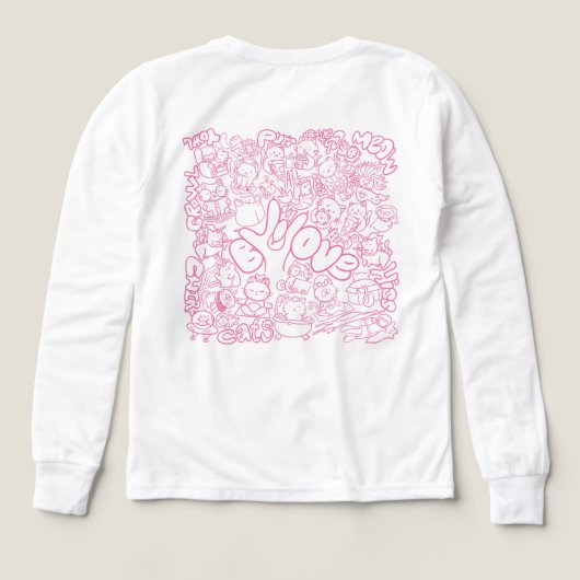 Cute Cat Patten with ASL ILY sign - ASL Design  (デザイン背面)