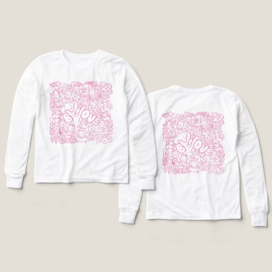 Cute Cat Patten with ASL ILY sign - ASL Design  (デザイン 正面＆背面)