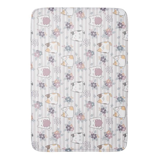 Cute cat pattern バスマット (正面縦)