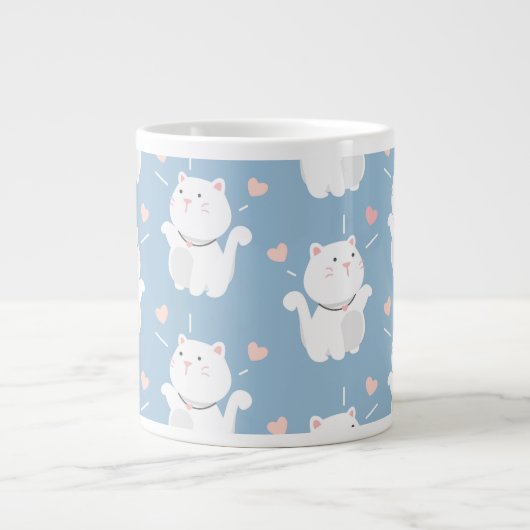 Cute cat pattern design ジャンボコーヒーマグカップ (正面)