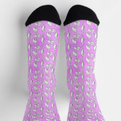 Cute Cat Pattern Purple Novelty ソックス (上部)