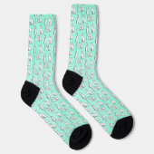 Cute Cat Pattern Teal Novelty ソックス (右)