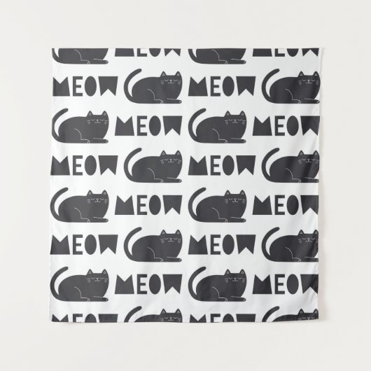 cute cat pattern. Vintage illustration タペストリー (正面)