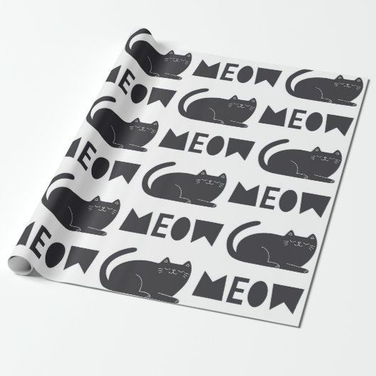 cute cat pattern. Vintage illustration ラッピングペーパー (アンロールド)