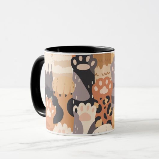 Cute Cat Paws – Two-Tone Coffee Mug マグカップ (正面左)