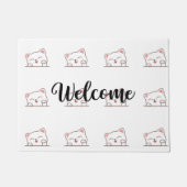 Cute Cat Peeking Welcome ドアマット (正面)