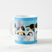 Cute cat penguin birthday party mug コーヒーマグカップ (正面左)