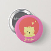 Cute Cat - Personalized Girls  Button 缶バッジ (正面&裏面)