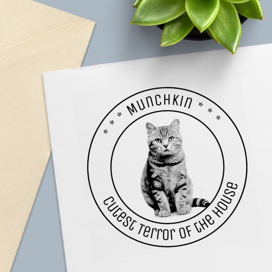 Cute Cat Pet Photo Round セルフインキングスタンプ