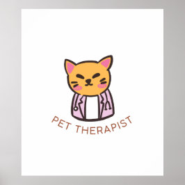 Cute Cat Pet Therapist Cartoon Design ポスター