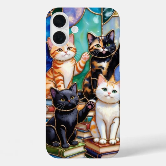 Cute Cat Phone Case Stained Glass Cats Case-Mate iPhoneケース (裏面)