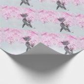 Cute Cat pink plume ラッピングペーパー (角)