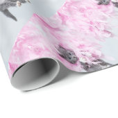Cute Cat pink plume ラッピングペーパー (ロールコーナー)