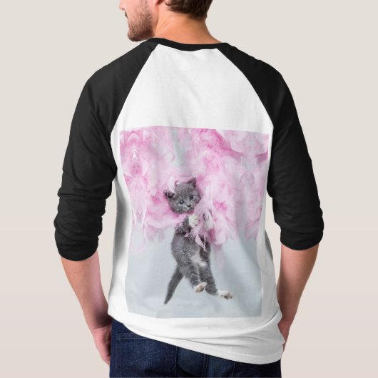 Cute Cat pink plume Tシャツ (裏面)