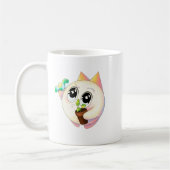 Cute Cat Plant Lover Cartoon Mug コーヒーマグカップ (左)