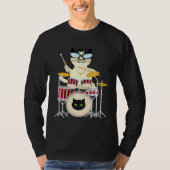 Cute Cat Playing Drum Drums & Cats   Drummer Tシャツ (正面)