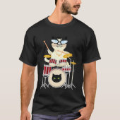 Cute Cat Playing Drum Drums & Cats   Drummer Tシャツ (正面)