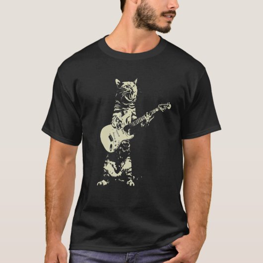 Cute Cat Playing Guitar Tシャツ (正面)