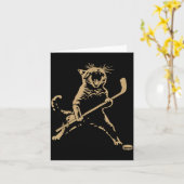 Cute Cat Playing Ice Hockey Lover Player Funny  カード (黄色い花)