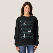 Cute Cat Playing On Musical Notes Sheets Music スウェットシャツ (正面フル)