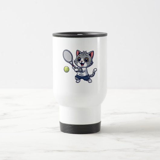 Cute cat playing tennis トラベルマグ (中央)