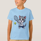 Cute cat playing tennis tシャツ (正面)