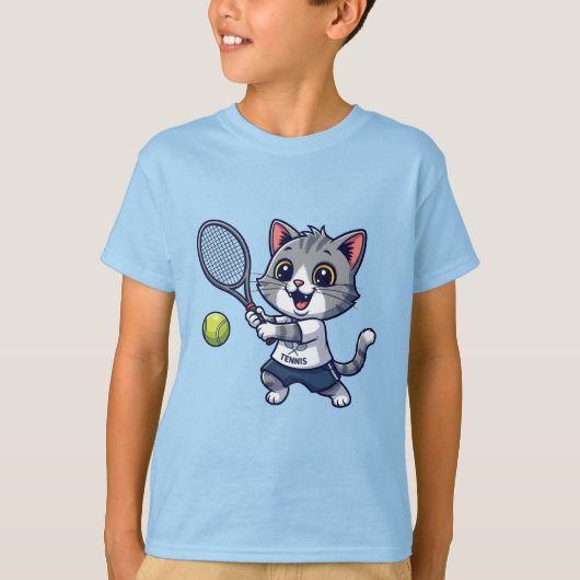 Cute cat playing tennis tシャツ (正面)