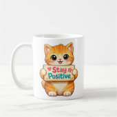 Cute Cat Positive Vibes Illustration コーヒーマグカップ (左)