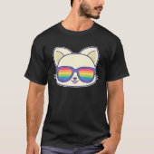 Cute Cat Pride Flag Rainbow Sunglasses LGBTQ Tシャツ (正面)