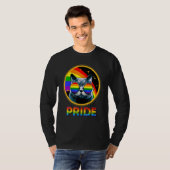 Cute Cat Pride Rainbow LGBTQ LGBT Gay Lesbian Prid Tシャツ (正面フル)