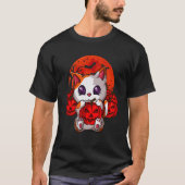 Cute Cat Pumpkin Moon Halloween Cat Tシャツ (正面)