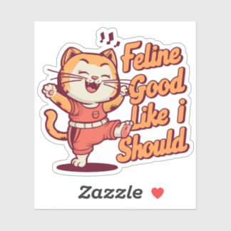 Cute Cat Puns Feline Good Like I Should シール