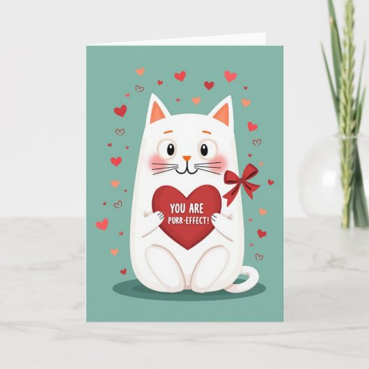 Cute Cat Purrfect Valentine Card カード (正面)
