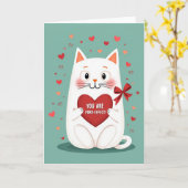 Cute Cat Purrfect Valentine Card カード (黄色い花)