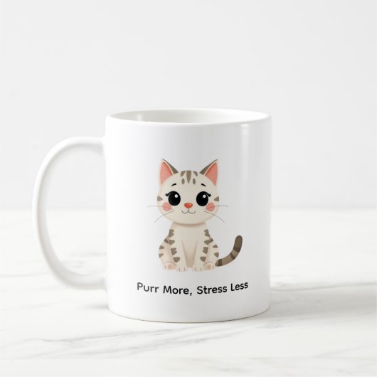 Cute Cat Quote Coffee Mug コーヒーマグカップ (左)