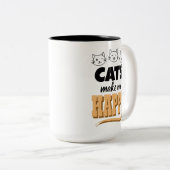 Cute Cat Quote Typography Minimalist Cat Lover  ツートーンマグカップ (正面右)