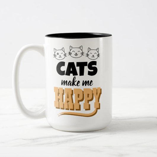 Cute Cat Quote Typography Minimalist Cat Lover  ツートーンマグカップ (左)