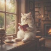 Cute Cat Reading シール (正面)