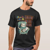 Cute Cat Reading Book Bookworms Cat Reading Tシャツ (正面)