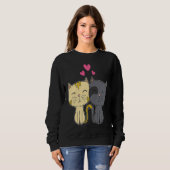 Cute Cat Red Heart for Him Her Cat Valentine Day スウェットシャツ (正面フル)