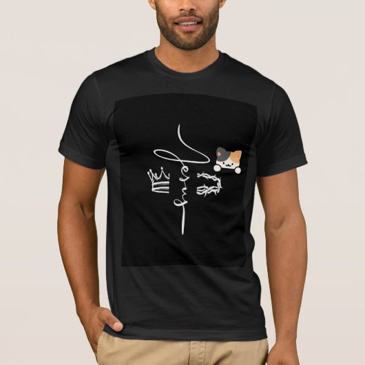 cute cat & religious design t-shirt tシャツ (正面)
