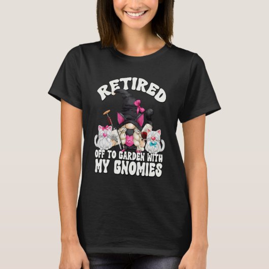 Cute Cat Retired Mom Gnome For Cat Grandma Wine Re Tシャツ (正面)