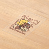 Cute Cat Riding Chocolate Milk Carton Kawaii Art アクリル招待状 (レイダウン)