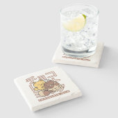 Cute Cat Riding Chocolate Milk Carton Kawaii Art ストーンコースター (横)