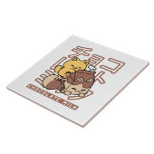 Cute Cat Riding Chocolate Milk Carton Kawaii Art タイル (側面)