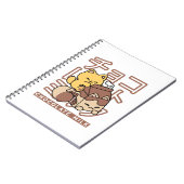 Cute Cat Riding Chocolate Milk Carton Kawaii Art ノートブック (左側)