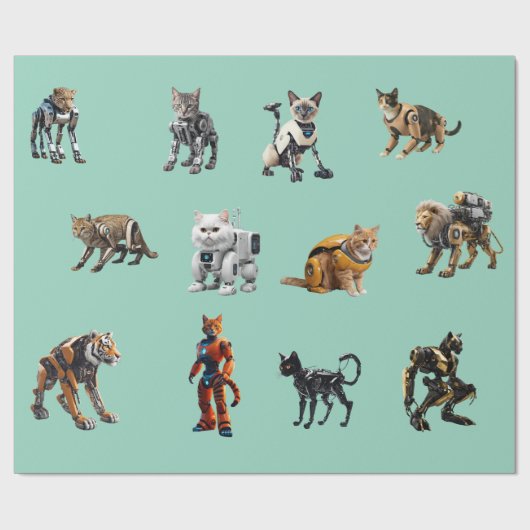 Cute Cat Robots ラッピングペーパー (フラット)