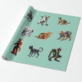 Cute Cat Robots ラッピングペーパー